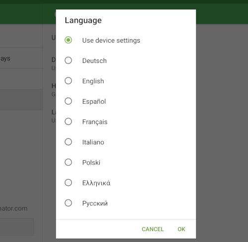 Select the language and confirm using the OK button.