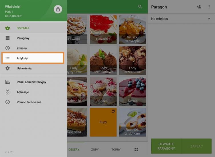 menu "Artykuły"
