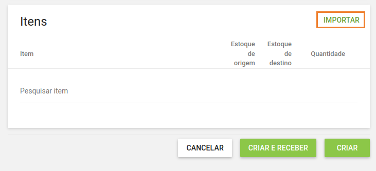 botão 'Importar'