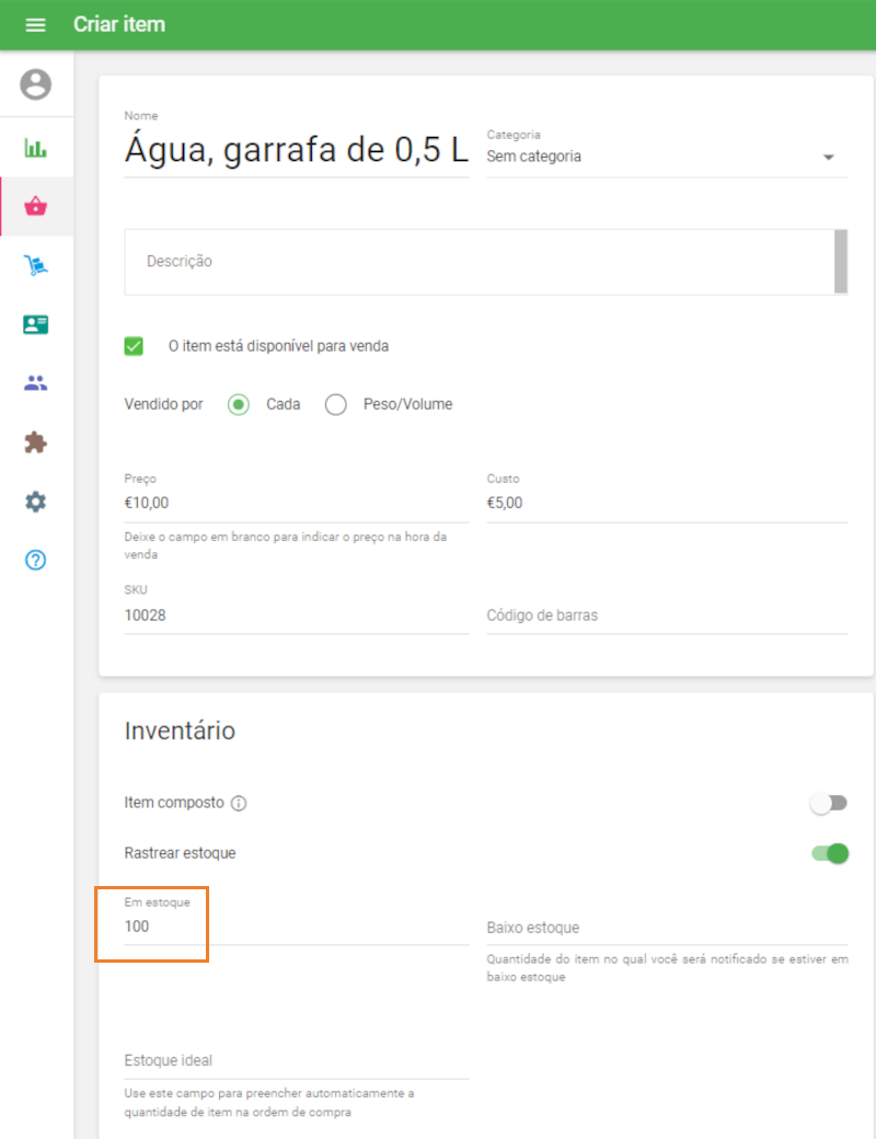 Estoque atualizado