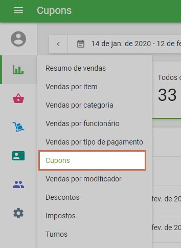 menu Relatórios