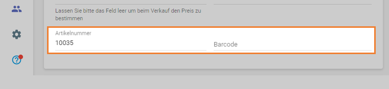 Artikelnummer und Barcode