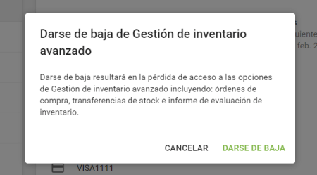clic en el botón 'Darse de baja'
