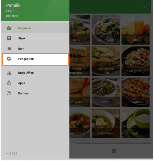 Pengaturan menu