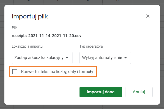 Importuj plik