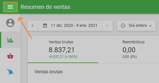 vaya al menú